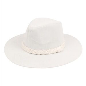 NEW IVORY GRAY FASHION BRIM HAT‎ WITH BRAIDED TIE